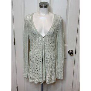 Knitted & Knotted Anthropologie Light Green Loose Knit Cardigan Size S, NWT! $98